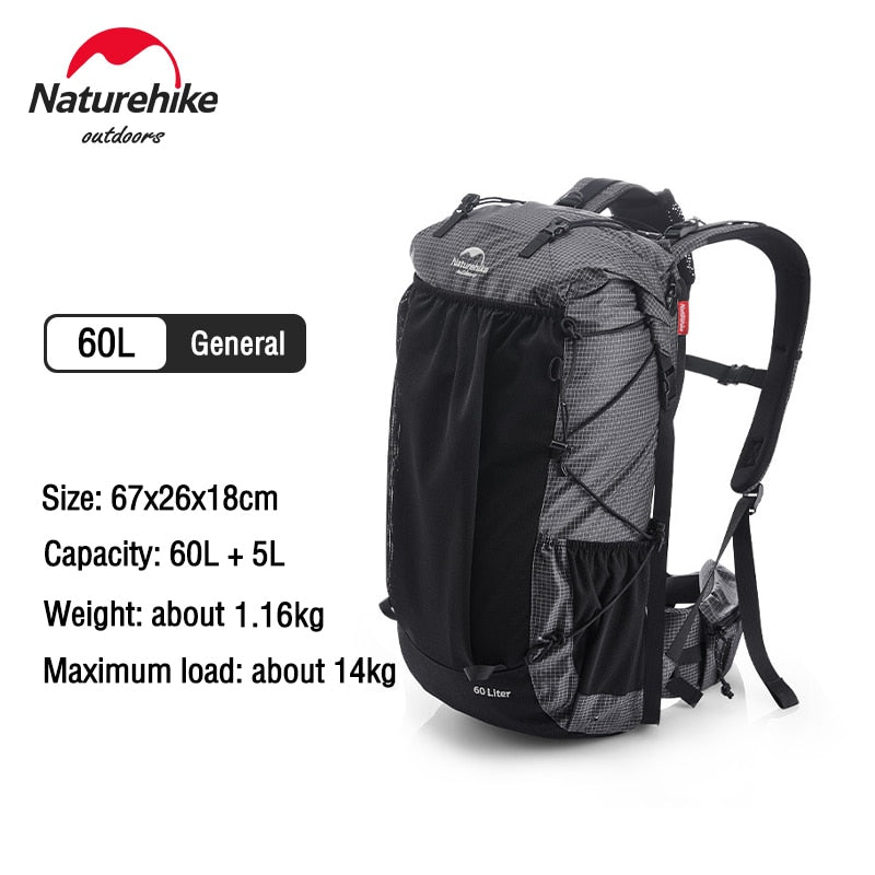 Naturehike Hiking Backpack Outdoor Sports Bag 60+5L Large Capacity Ergonomic De image 4