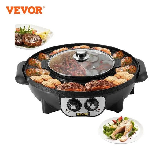 VEVOR 2 in 1 Electric Hot Pot BBQ Grill 2200W Multifunction Portable Home Non-S image 0