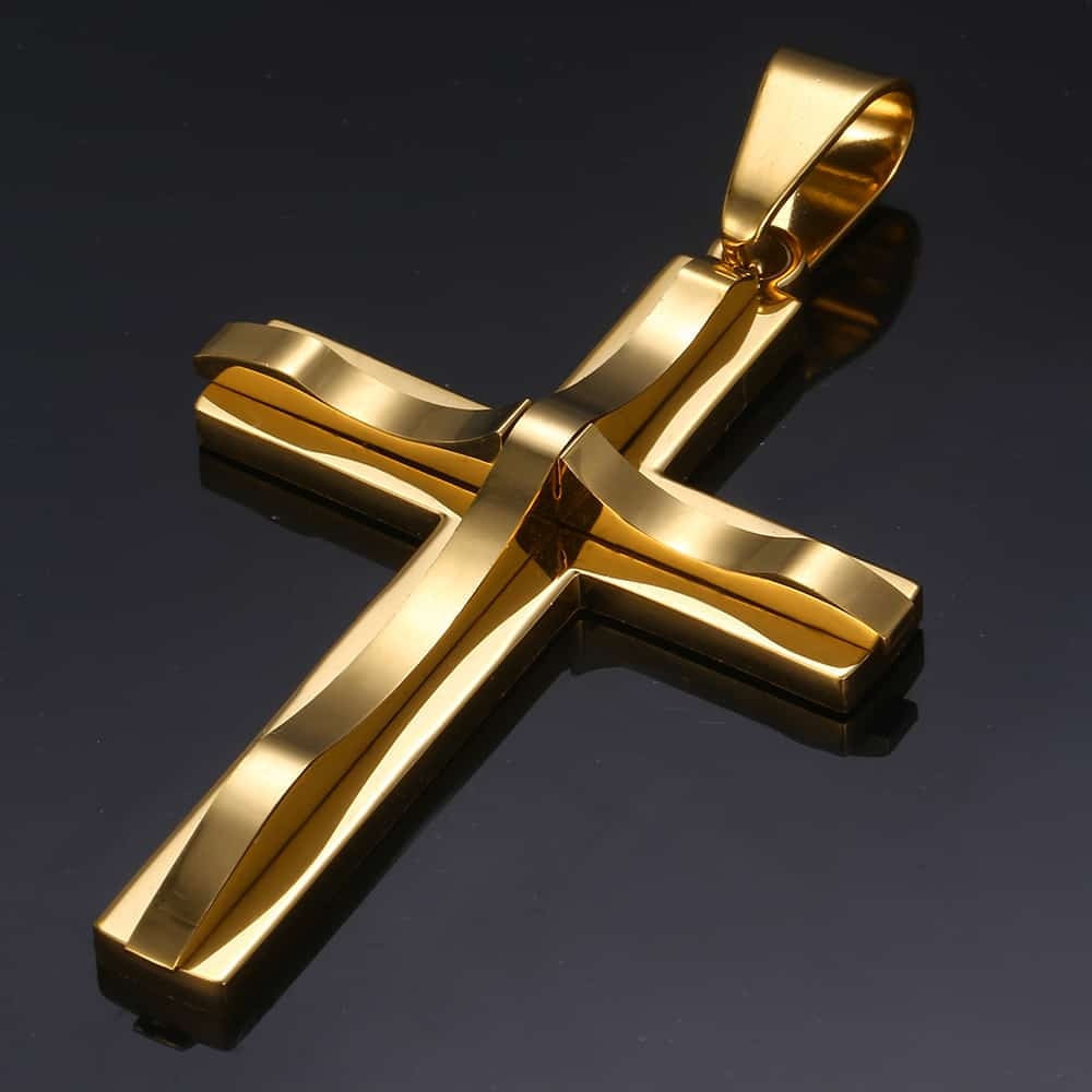 Gold Silver Color Cross Pendant Necklace For Men  Stainless Steel Pendant Neckl image 4