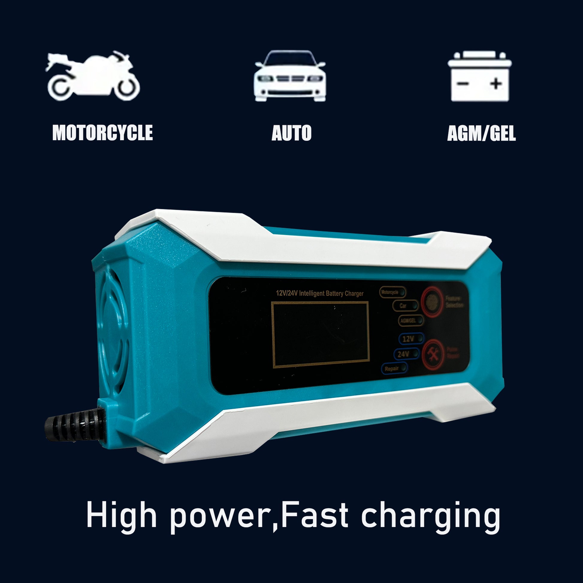 Battery Charger 12V/24V 4/8-Amp Smart Car Battery Charger with Battery Maintain image 1