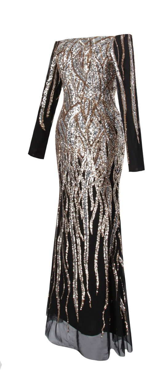 Angel-fashions Formal Evening Dresses Sparkling Gold Art-Deco Sequin Vintage Ho image 0