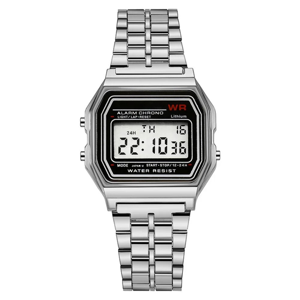 LED Steel Belt Rose Gold Silver Watches Men Women Electronic Digital Display Re image 1