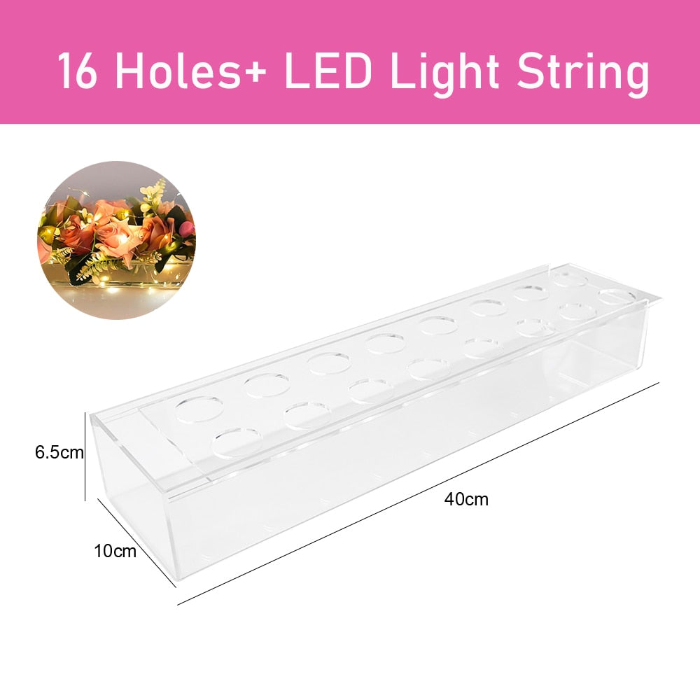 Transparent Acrylic Long Flower Vase Clear Rectangular Vase For Dining Table Ho image 1