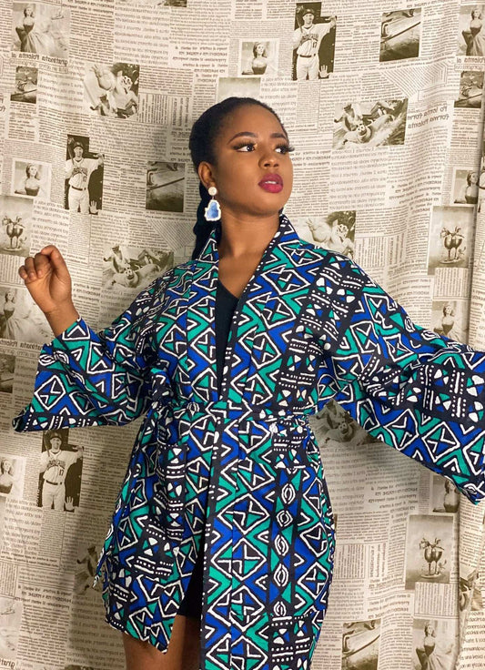 African  Printing Dress Women's Fashion Kimono Cardigan Coat Dashiki Geometric  image 0