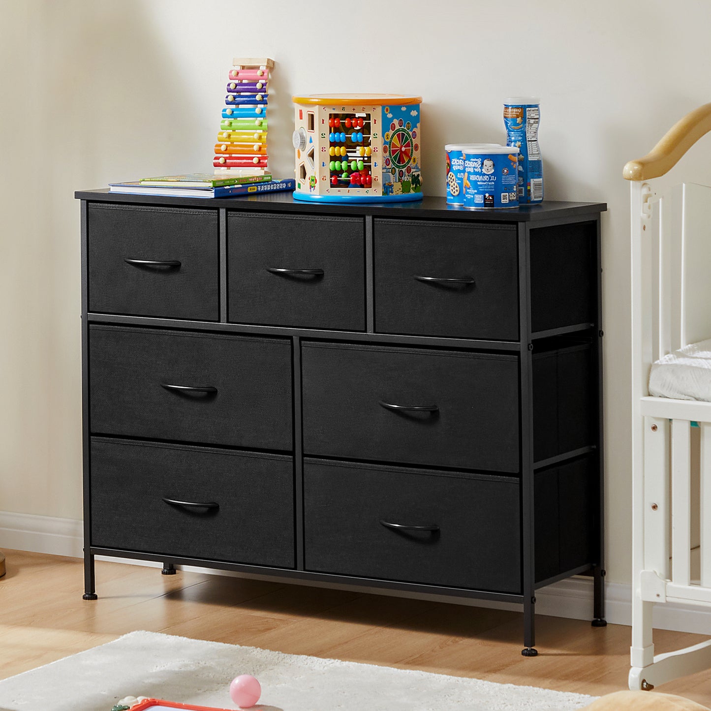 JHK Desser For Bedroom With 7 Fabric Drawers Organizer Storage Closet Chest Clo image 1