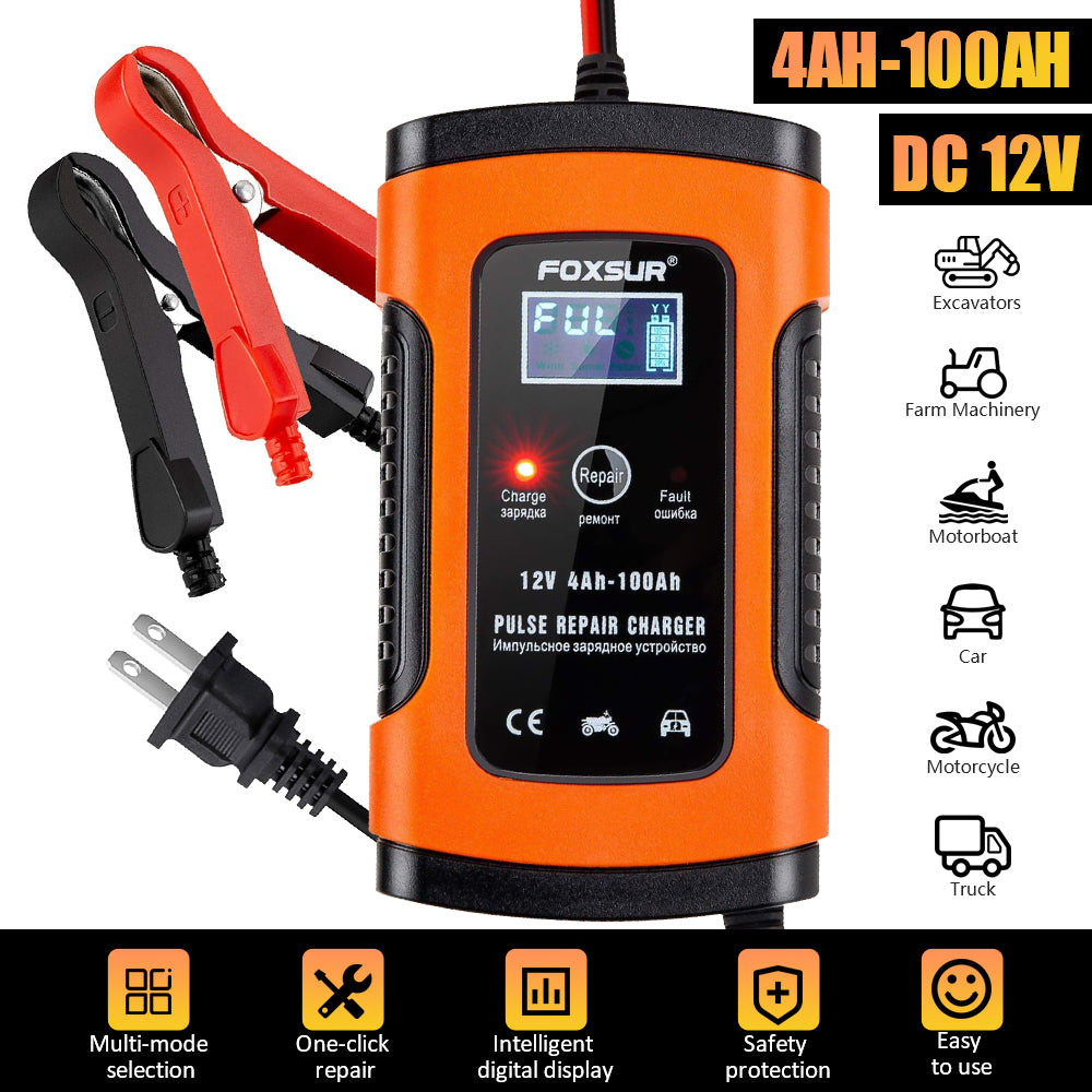 Automatic Smart Car Motorcycle Battery Charger Liquid Display Screen 12V 6A Aut image 1