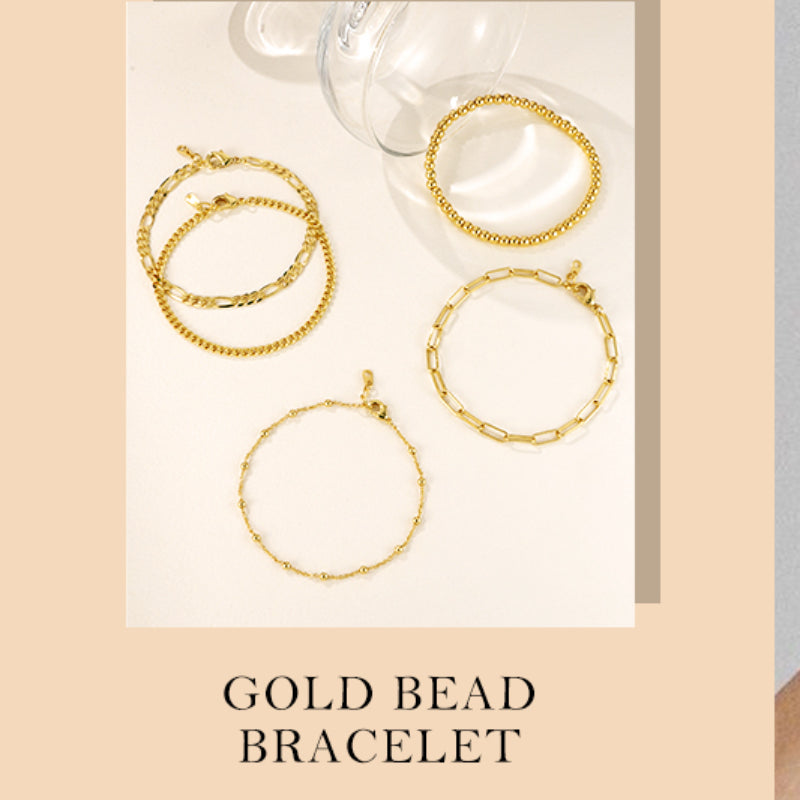 14K Gold Plated Stainless Steel Bracelet Set Waterproof Paperclip Chain Cuban L image 6