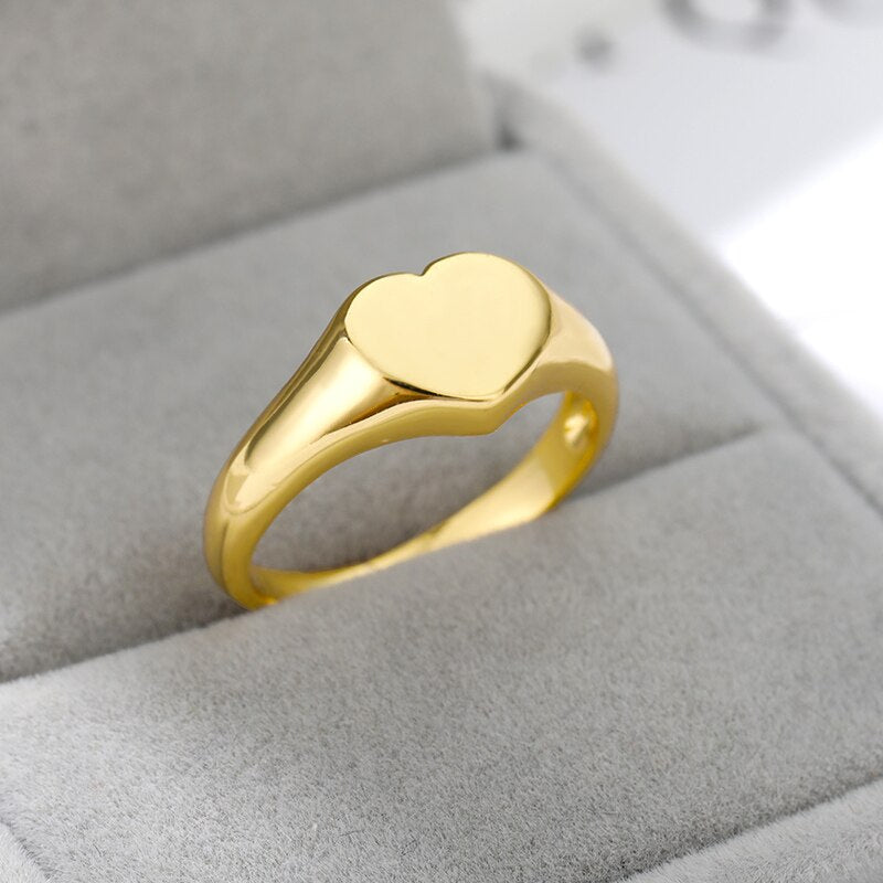 Vintage Heart Rings For Women Gold Plated Stainless Steel Finger Ring Fashion image 4