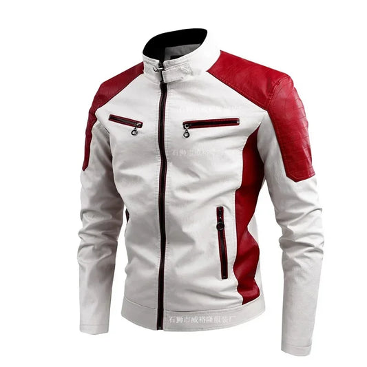 Men's Motorcycle Jacket Windproof Tight Casual Fashion Leather Jacket High Qual image 0