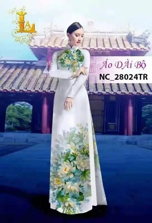 Green Tailored aodai vietnam clothing cheongsam aodai vietnam dress vietnamese  image 0