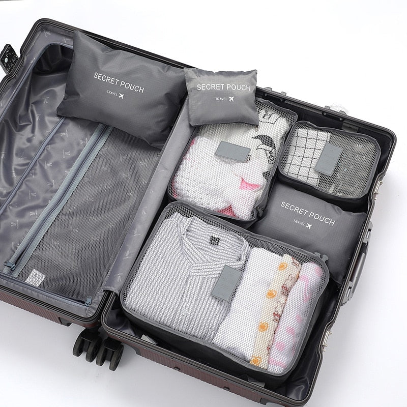 6 Pcs Travel Clothes Storage Waterproof Bags Portable Luggage Organizer Pouch P image 4