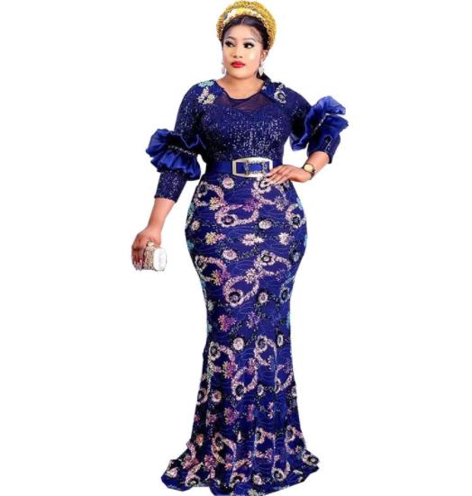 Dashiki African Dresses For Women Elegant Luxury Dress High Waist Bodycon Weddi image 0
