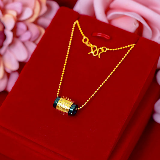 18k Gold Pendant Bizuteria Gemstone Real Natural jade Treasure Pendant Necklace image 0