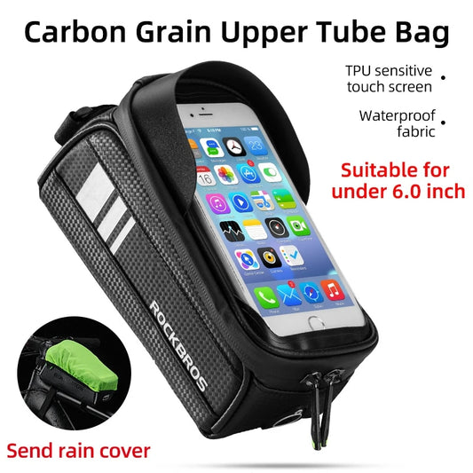 ROCKBROS Bicycle Bag Waterproof Touch Screen Cycling Bag Top Front Tube Frame M image 0