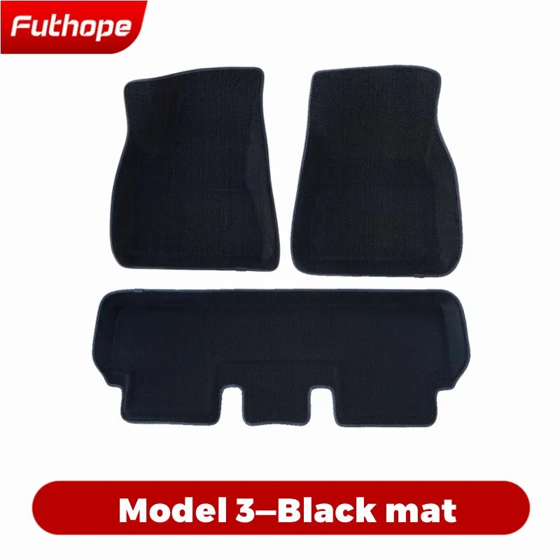 Futhope Floor Mats Black Pad For Tesla Model 3 Y 2020-2023 Custom Waterproof Ma image 0