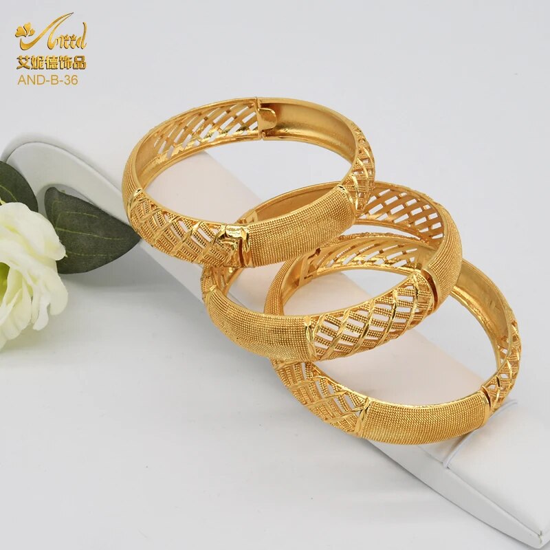 ANIID Dubai Bangles 24K Gold Color African Bracelet For Women Wholesale Designe image 34