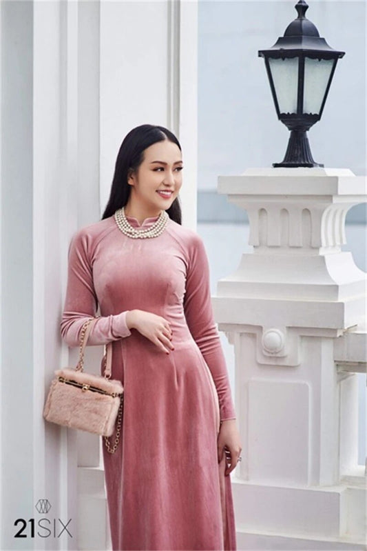 Customized  Velvet Women Aodai Vetnam Clothing Long Cheongsam Aodai Vietnamese  image 0