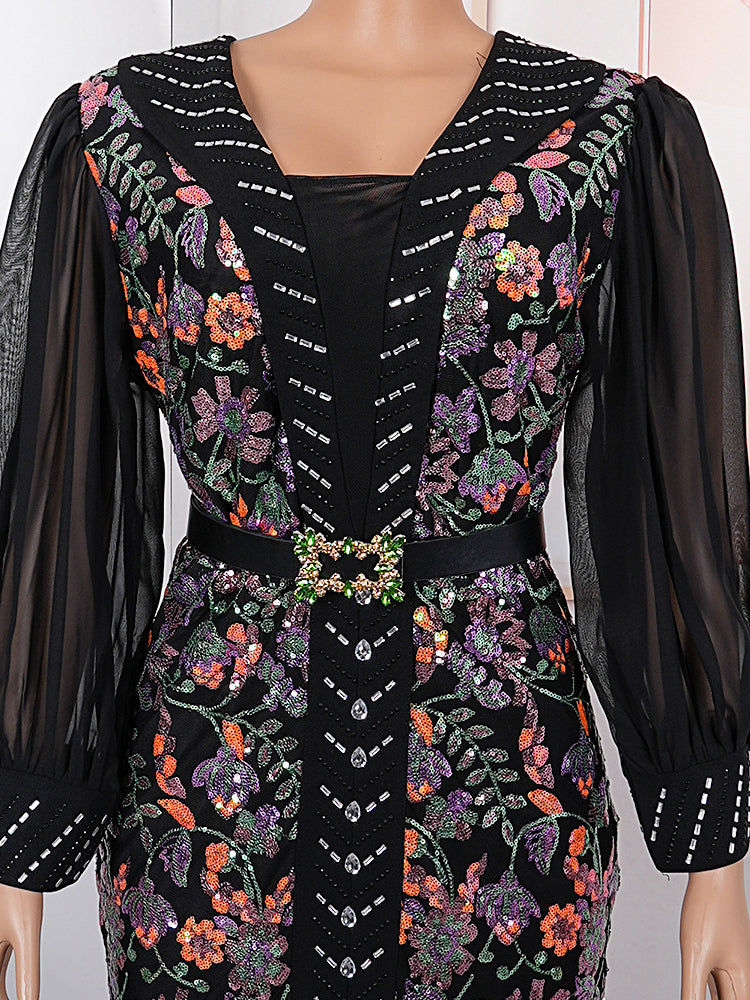 Turkey Dresses For Women African Designer 2024 Novelty Dashiki Sequin Maxi Robe image 1