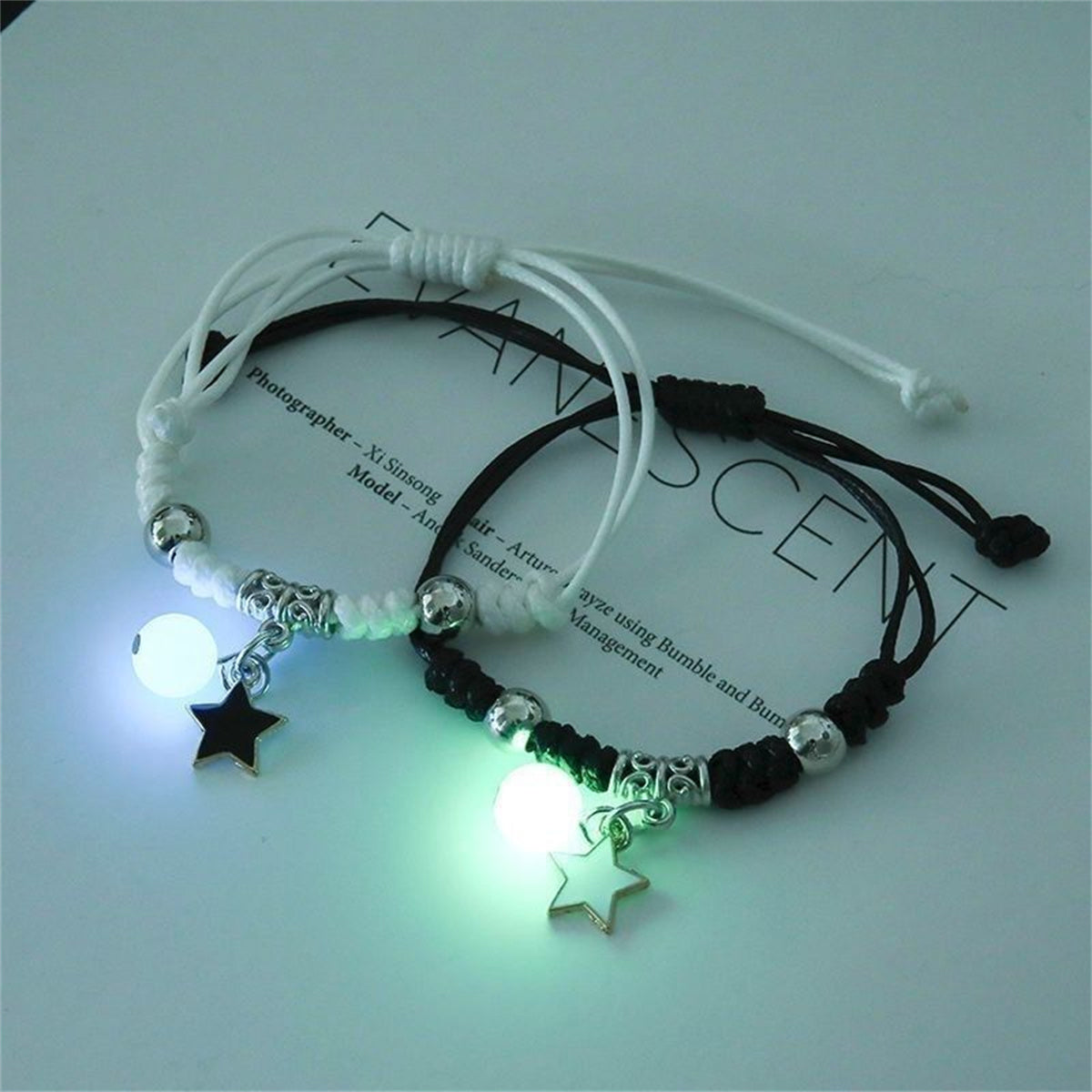 Fashion Luminous Beads Star Couple Bracelet For Women Men Charm Cat Flower Hear image 4