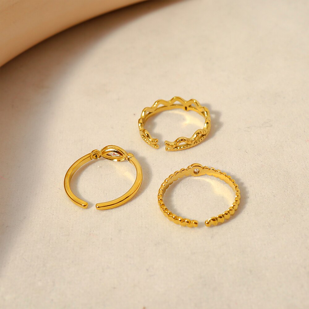 WILD & FREE Gold Plated Stainless Steel Zircon Crystal Rings for Women Simple T image 1