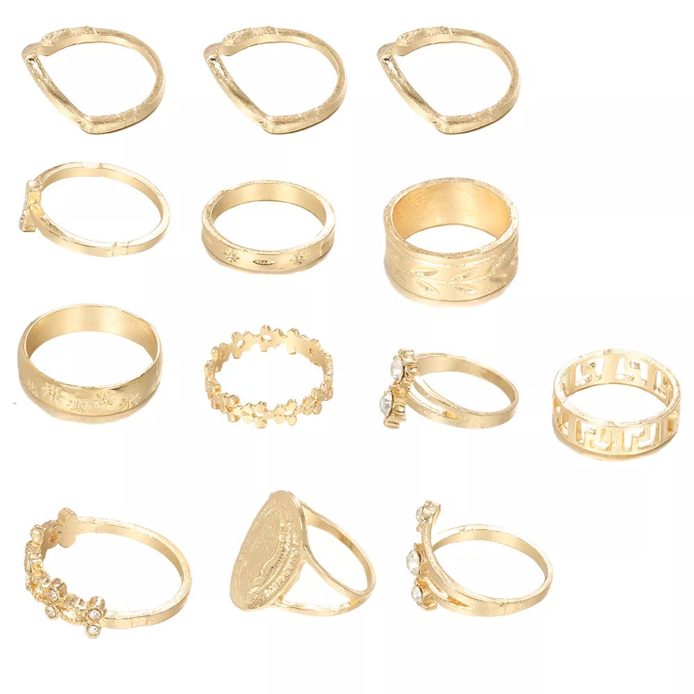 Gold Midi Finger Rings Set For Women crystal Geometric Retro Knuckle Ring image 5