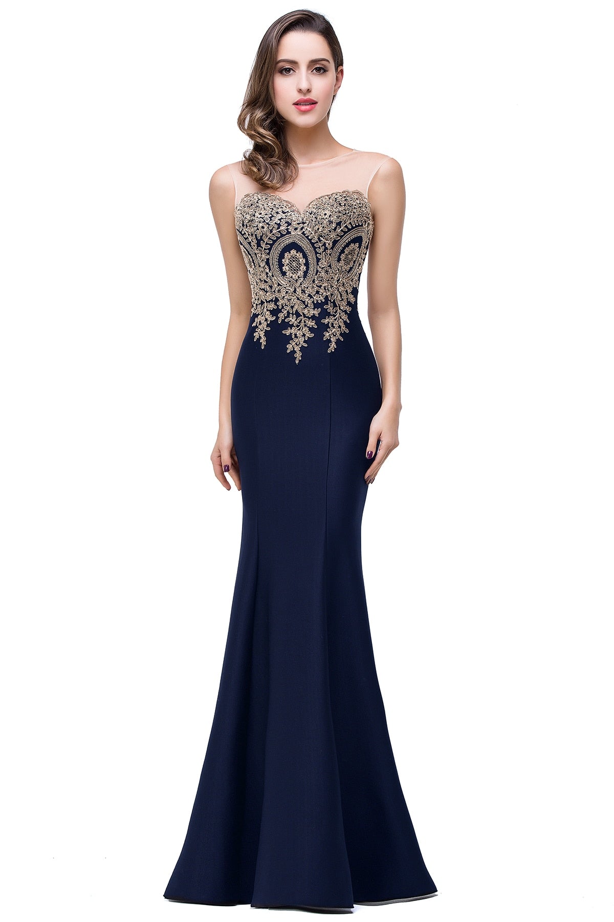 BABYONLINE Elegant Bridesmaid Dresses Maxi Floor Length Mermaid Gowns Gold Appq image 8