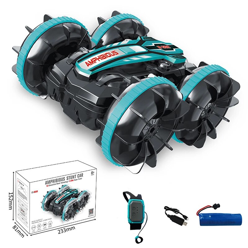 Newest High-tech Remote Control Car 2.4G Amphibious Stunt RC Car Double-sided T image 2