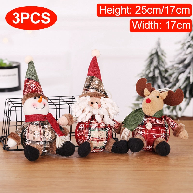 Christmas Dolls Tree Decor New Year Ornament Reindeer Snowman Santa Claus Stand image 7