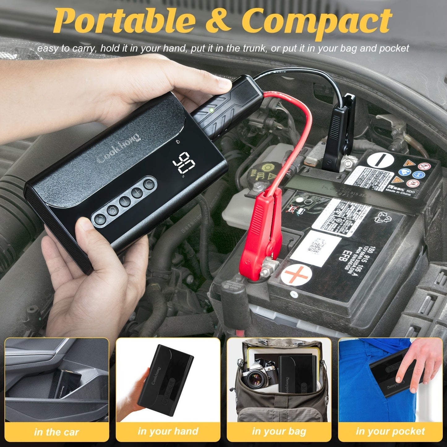 Portable Car Jump Starter with Air Compressor,150PSI Air Pump for Car Tires,104 image 6