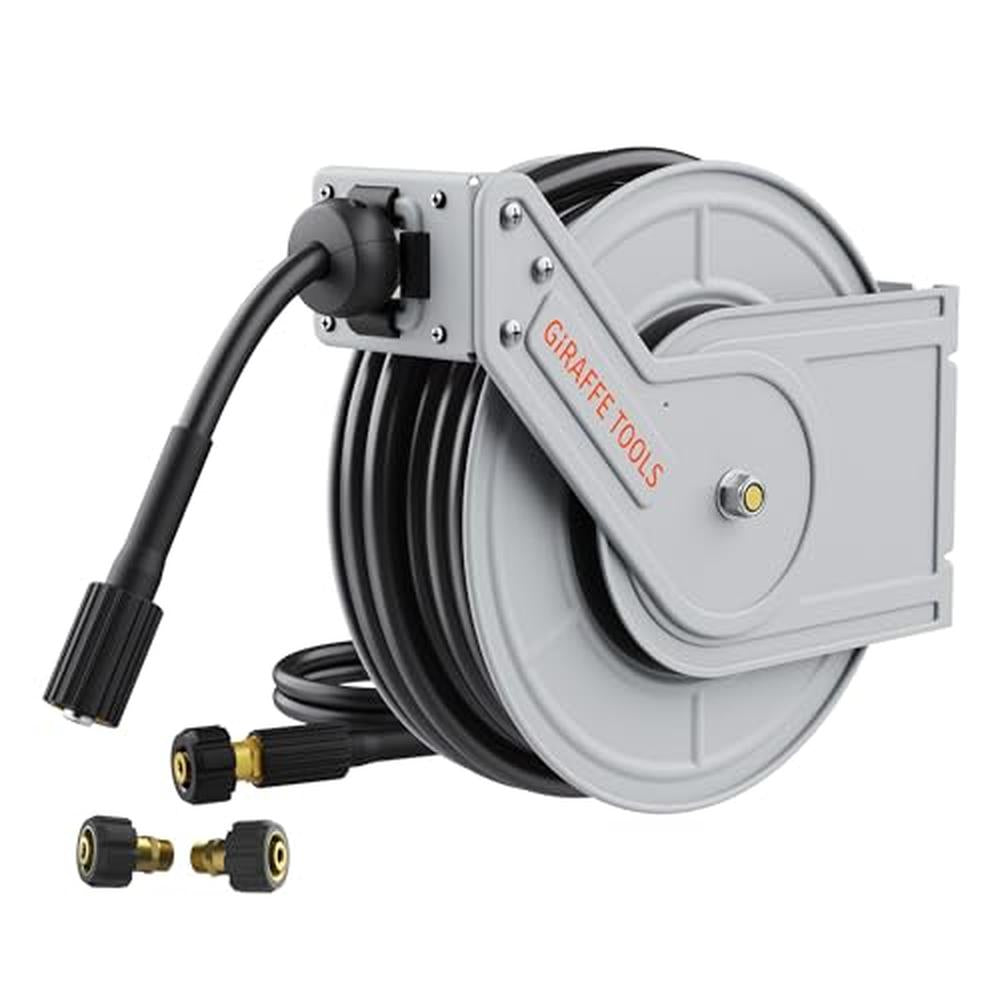 Retractable Pressure Washer Reel 4000PSI Heavy Duty Steel Power Hose  Mountable image 0