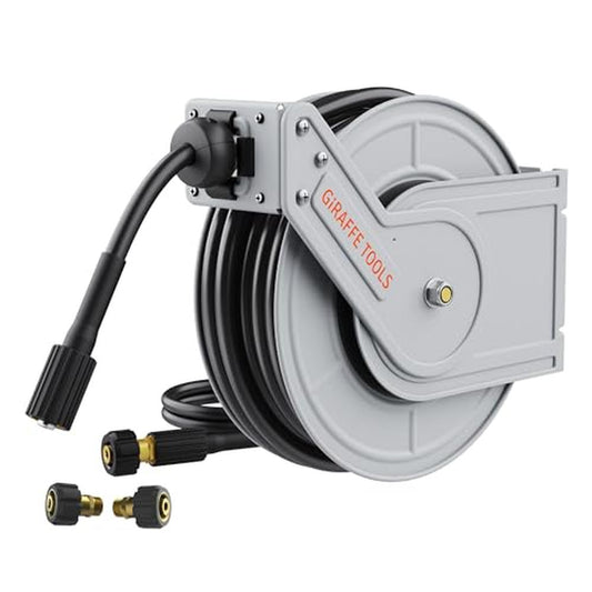 Retractable Pressure Washer Reel 4000PSI Heavy Duty Steel Power Hose  Mountable image 0