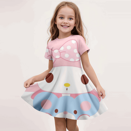 MINISO New Summer Dress Fashion Cartoon Cute Hellokitty 3D Print Dresses Kids S image 0