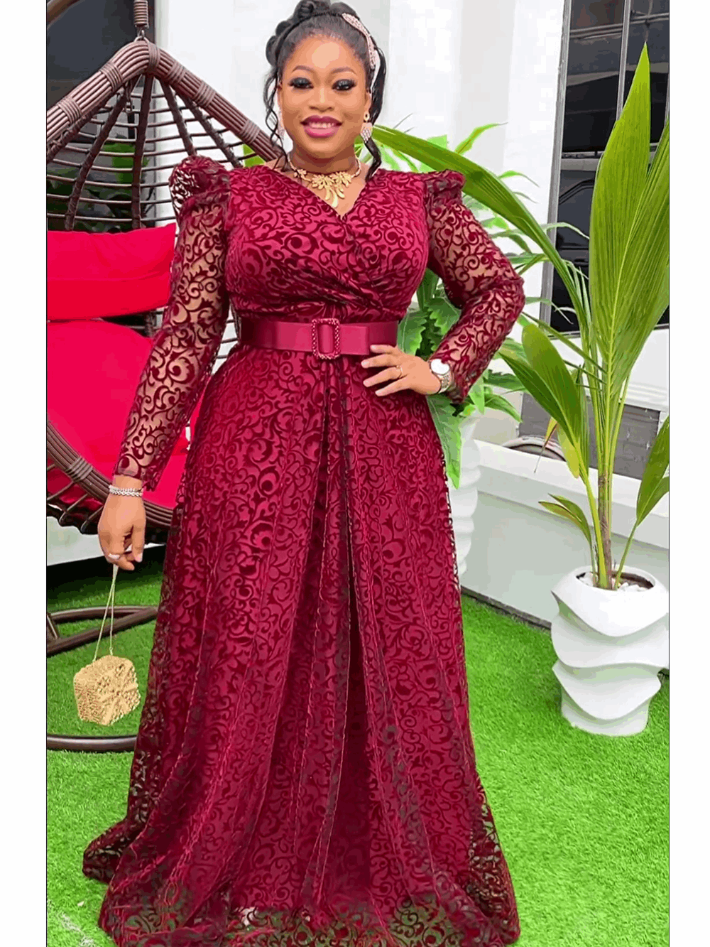 Plus Size African Party Dresses for Women 2024 New Fashion Dashiki Ankara Lace image 3