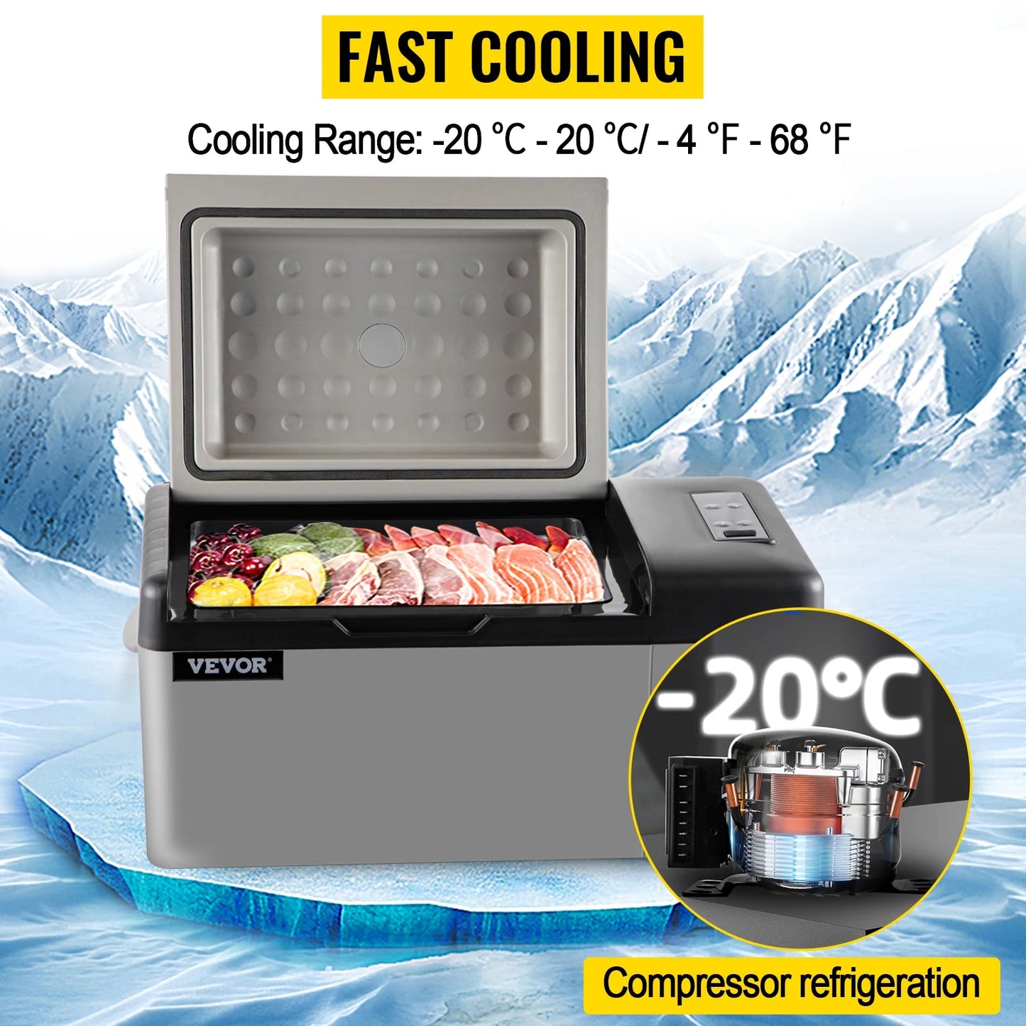 VEVOR 20L 22L 35L 45L 55L Car Refrigerator Mini Fridge Freezer Portable Compres image 6