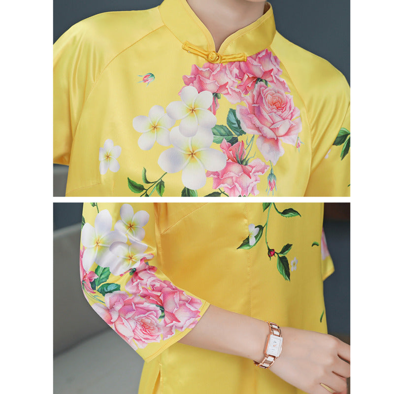 Oriental Elegant Slim Qipao Women Modern National Style China Costume Chinese T image 6