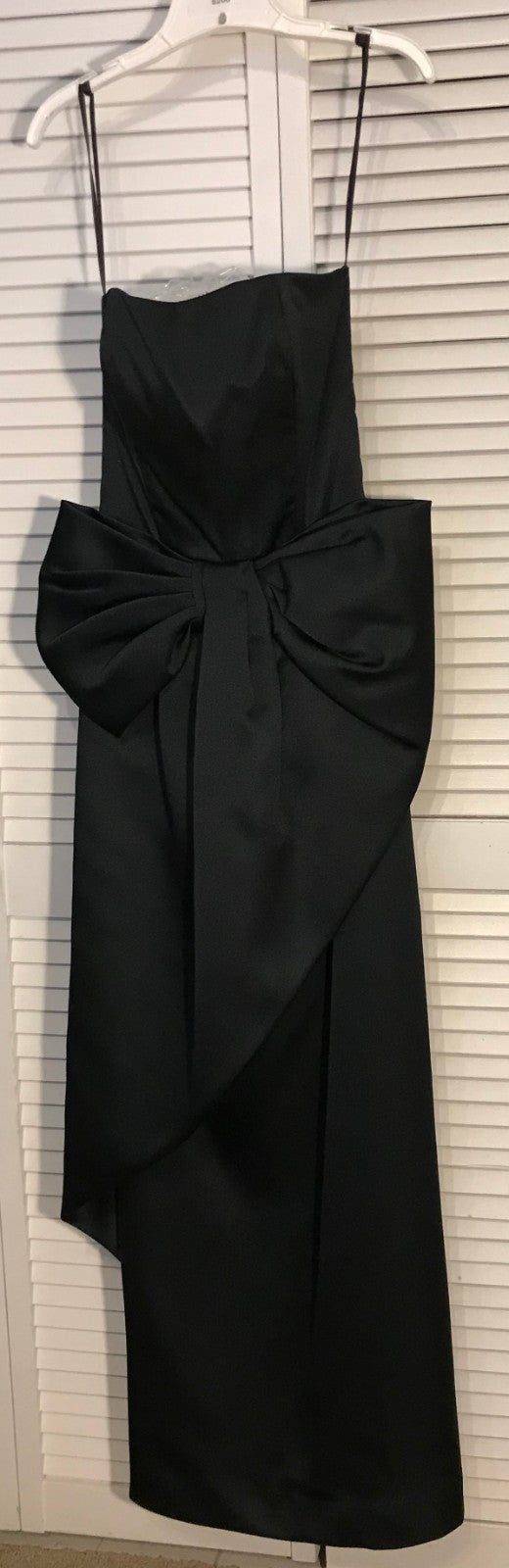 Victor Costa Women Dress Satin BlackWrapped Large-Bow Long Size 6 image 0