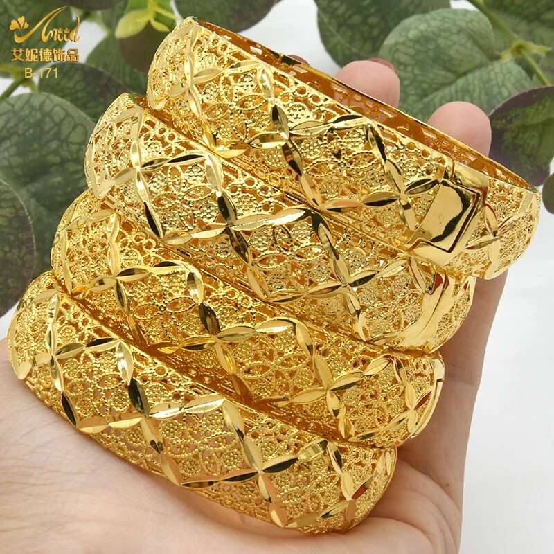 ANIID Dubai Bangles 24K Gold Color African Bracelet For Women Wholesale Designe image 16