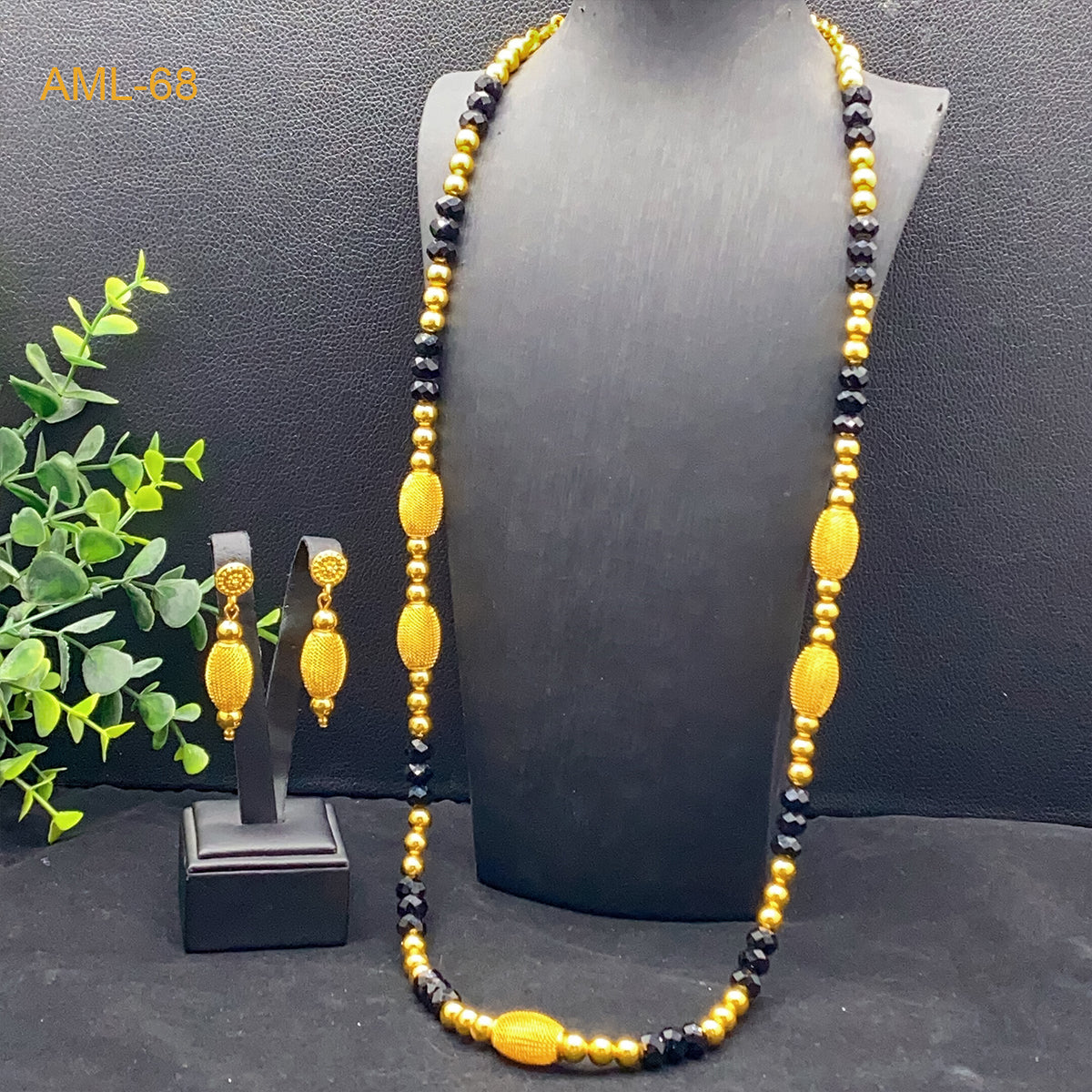 ANIID Ethiopian 24k Gold Color Long Chain Necklace And Earrings Sets For Women image 0