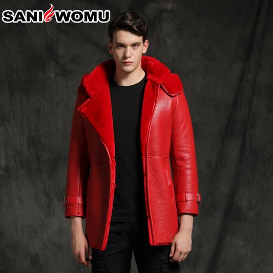 Men's Shearling Jacket Sheepskin Coat Motorcycle Coat Fur Parka Flight hoodies  image 0
