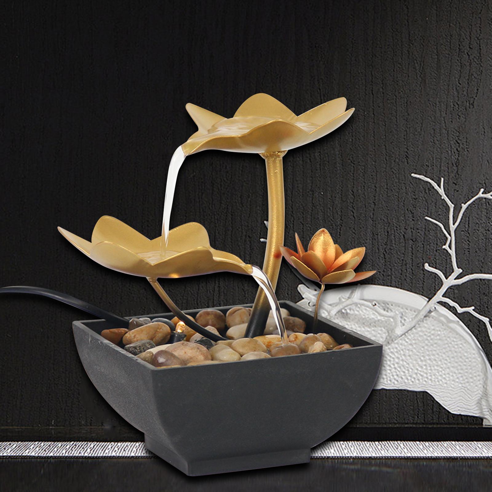 Mini Tabletop Fountain Water Fountain USB Lotus Indoor Outdoor Natural River Ro image 3