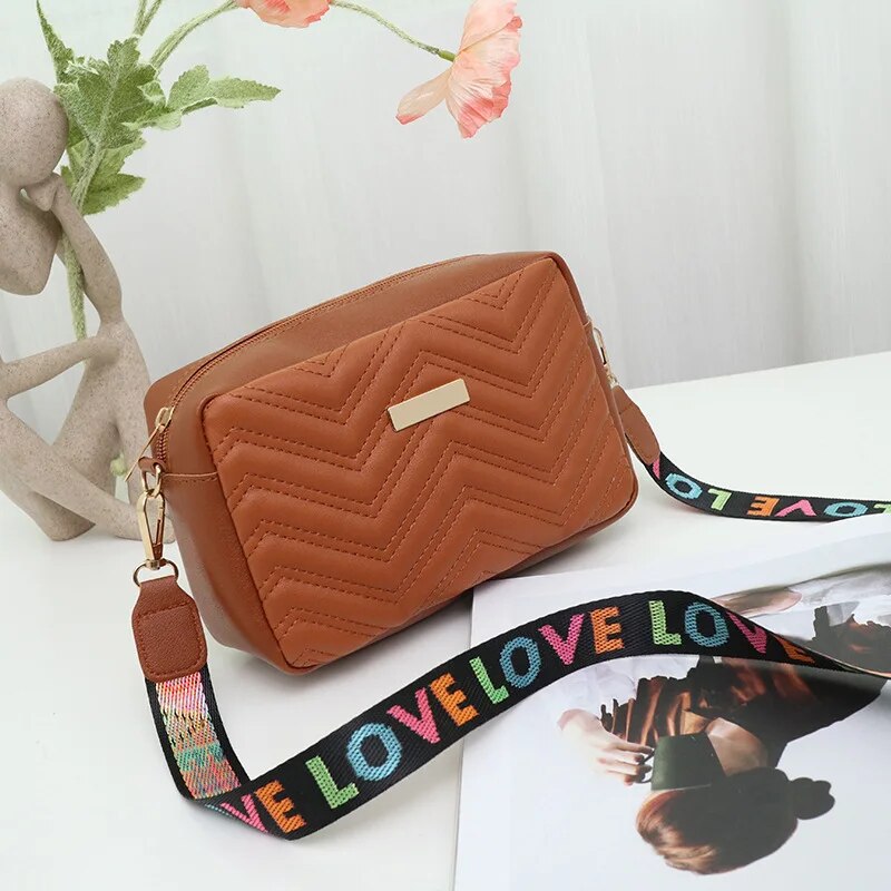 Rilibegan Embroidered Camera Bag PU Material Casual Small Square Bag Versatile image 5
