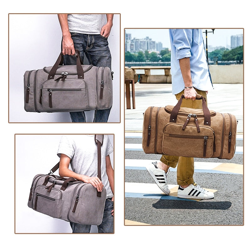 MARKROYAL Canvas Travel Bags Large Capacity Carry On Luggage Bags Men Duffel Ba image 11