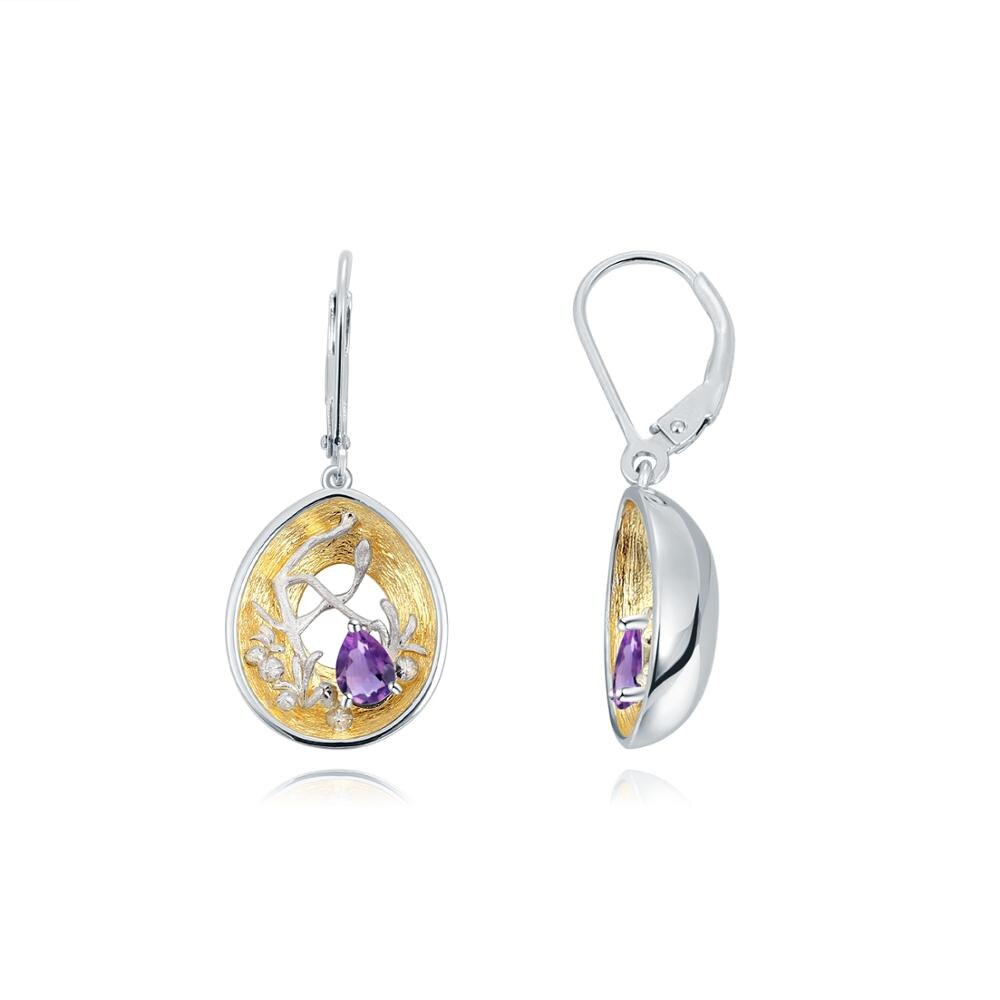 GEM'S BALLET Natural Swiss Blue Topaz Earrings for Women 18k Gold over 925 image 3