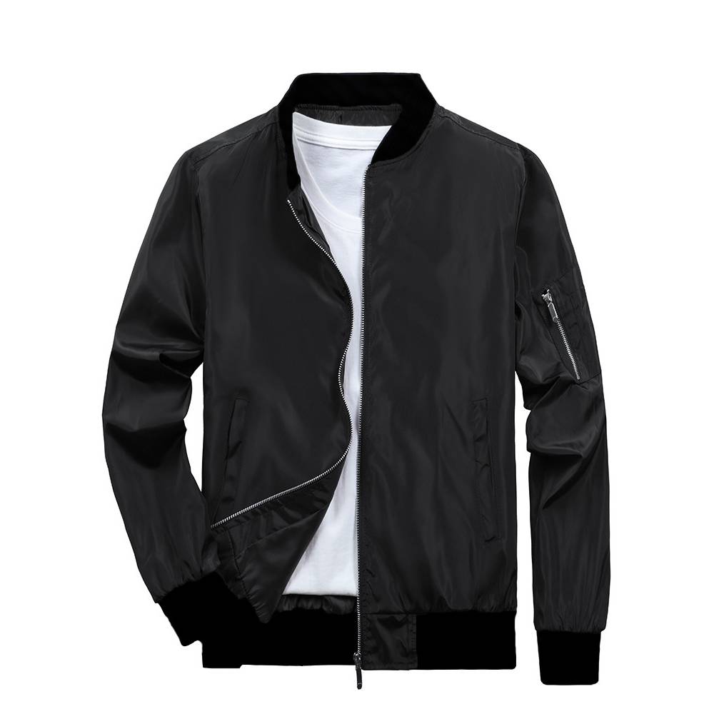 Men Jacket Bomber Outerwear Casual Hip Hop Zipper Coats Windbreaker Fashion Bas image 0