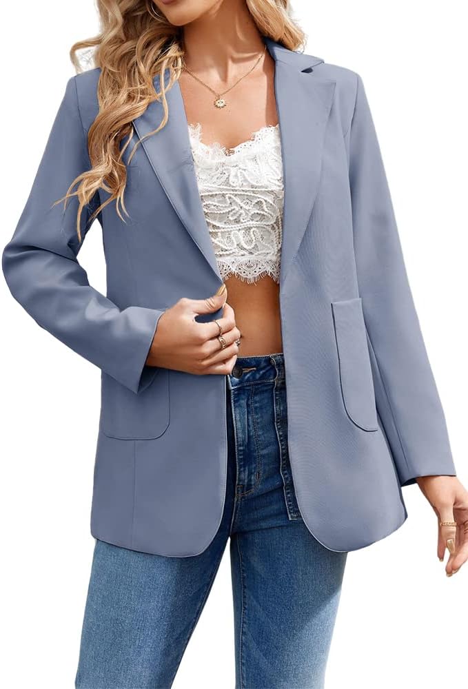 Women's Casual Cardigan Blazers Open Front Long Sleeve Slim Fit Lapel Collar Wo image 3