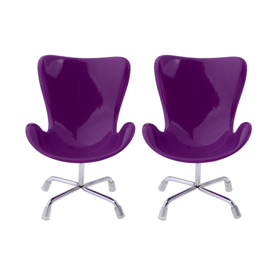 2 Pcs 1/6 Dolls House Miniature Furniture Swan Chair Office Chair for   for Doll image 0
