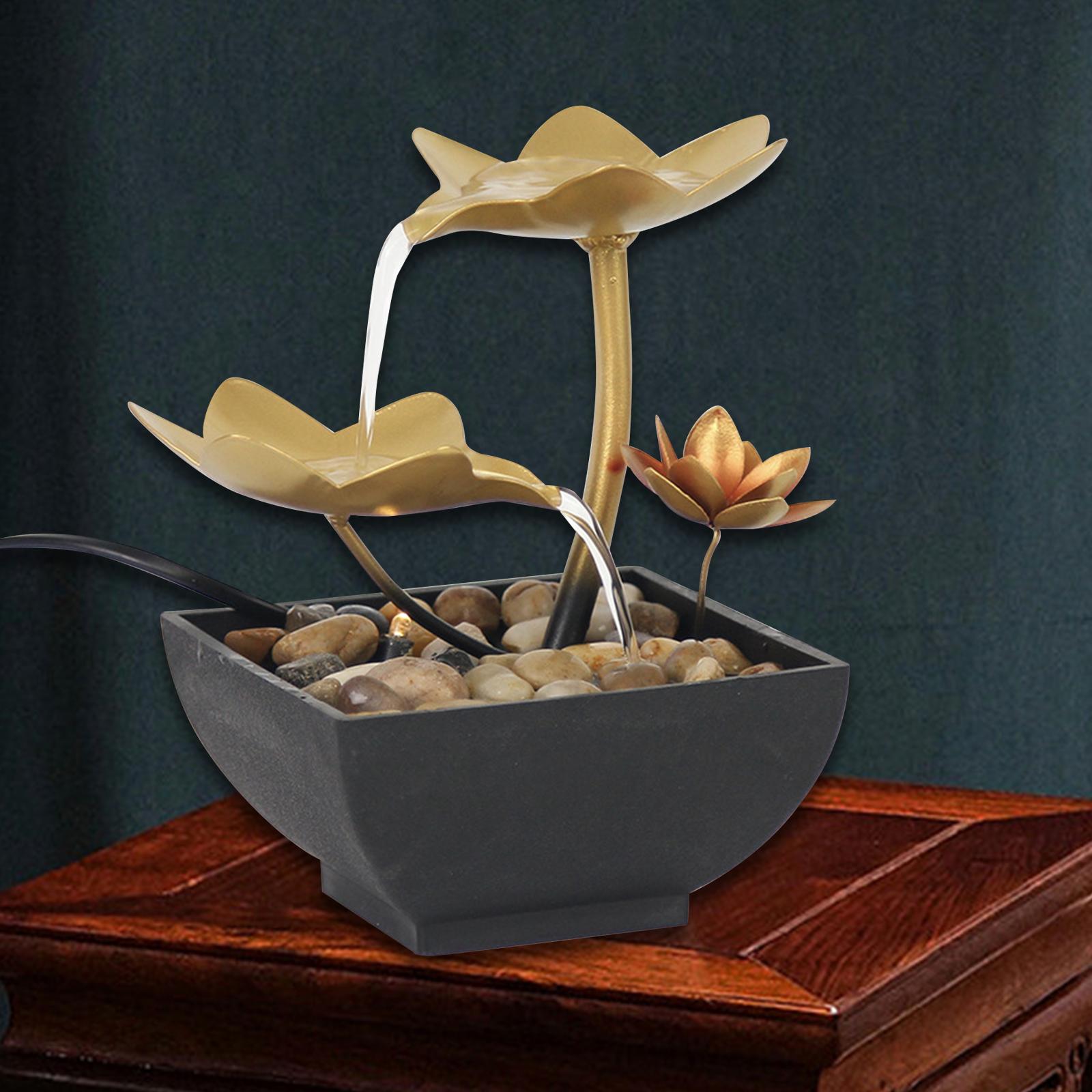 Mini Tabletop Fountain Water Fountain USB Lotus Indoor Outdoor Natural River Ro image 1