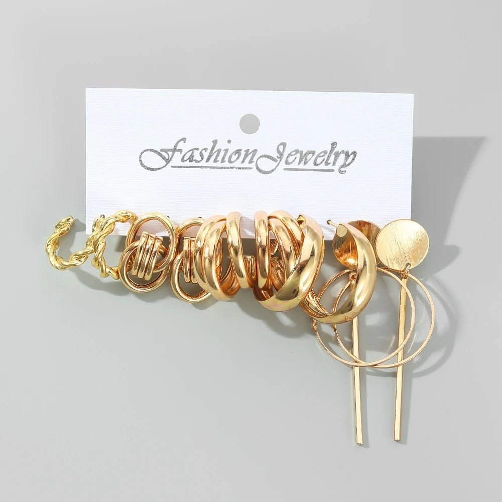 IPARAM Fashion Exaggerated Gold Color Metal Pearl Earrings for Women Geometric  image 45
