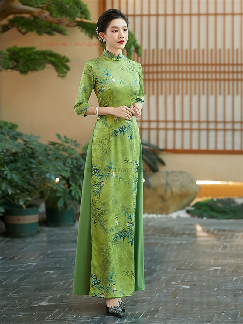2024 vietnam aodai dress improved cheongsam vietnam traditional dress national  image 4
