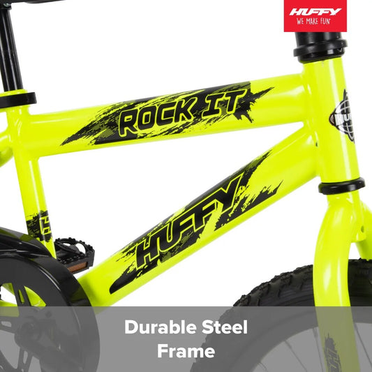 18 In. Rock It Boy Kids Bike, Neon Powder Yellow Carbon Bike Frame image 0